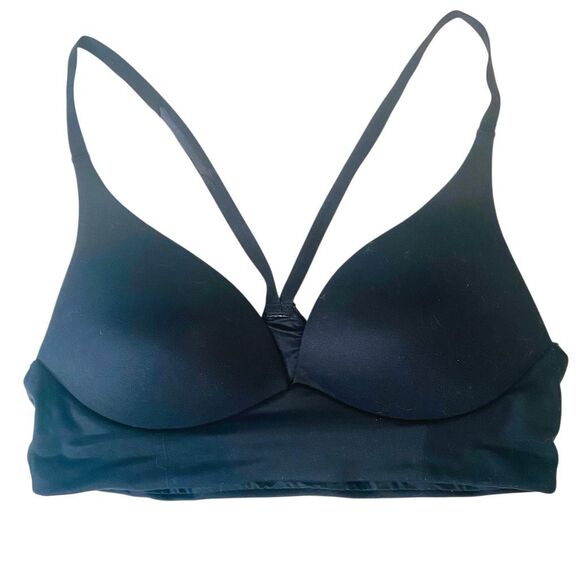 Victoria's Secret Racerback Soft Lightly Lined Plunge Sports Bra Black Size 34B - Picture 1 of 4